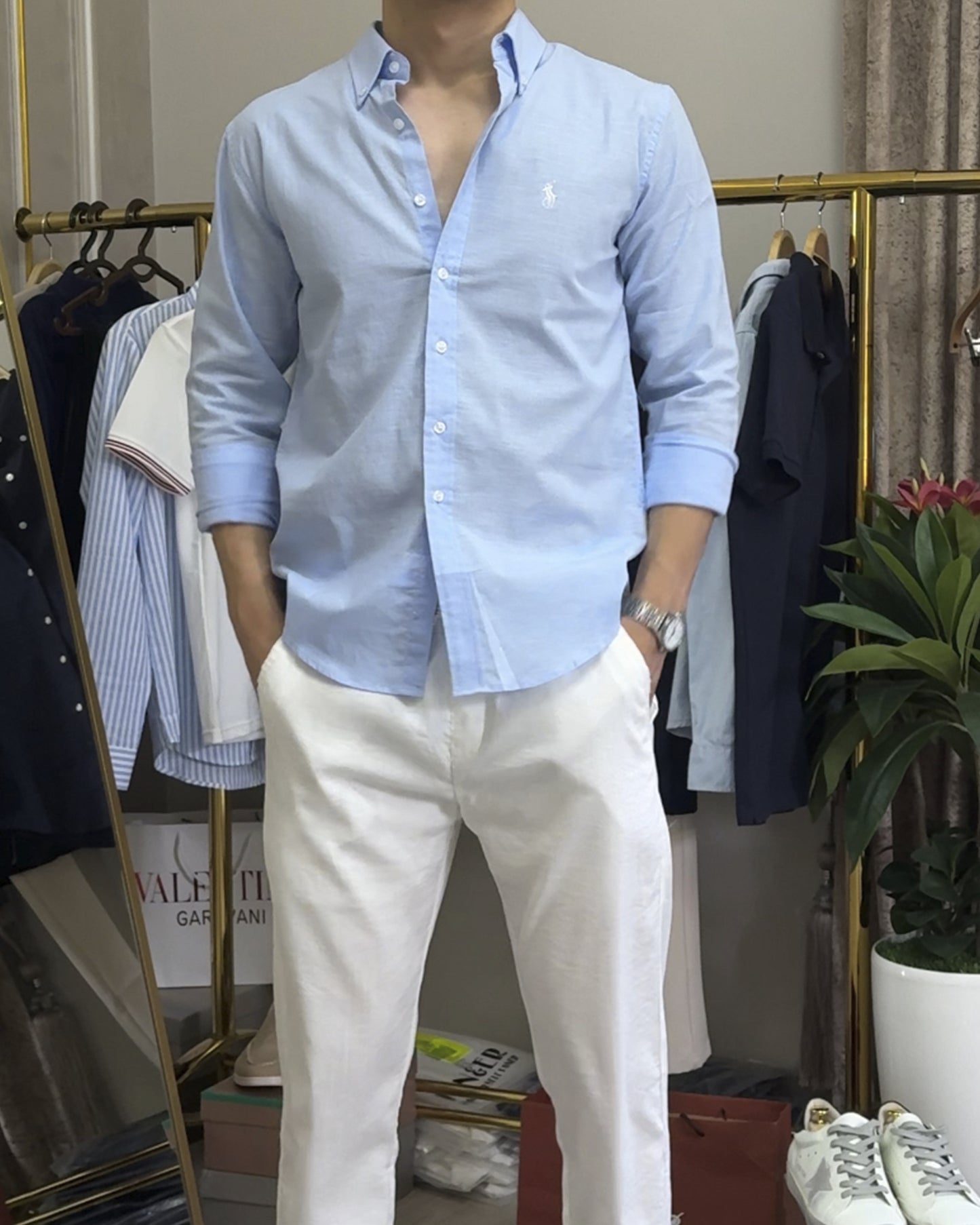Light Blue Piqué Polo Shirt