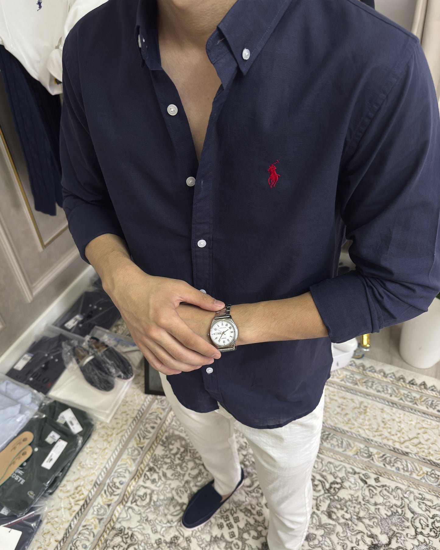 Dark Blue Piqué Polo Shirt