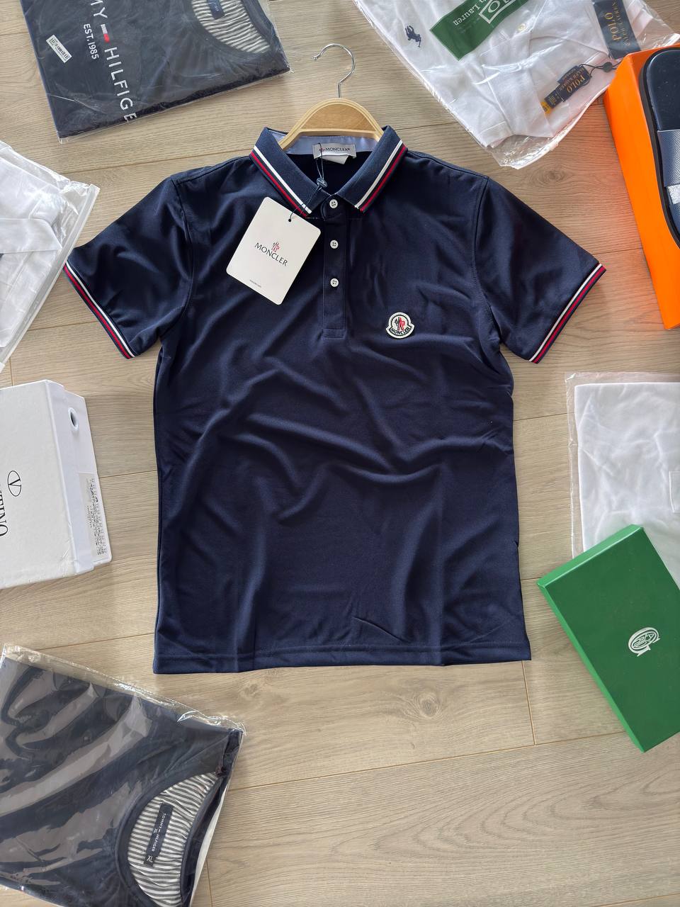 Moncler Classic Polo — White & Navy