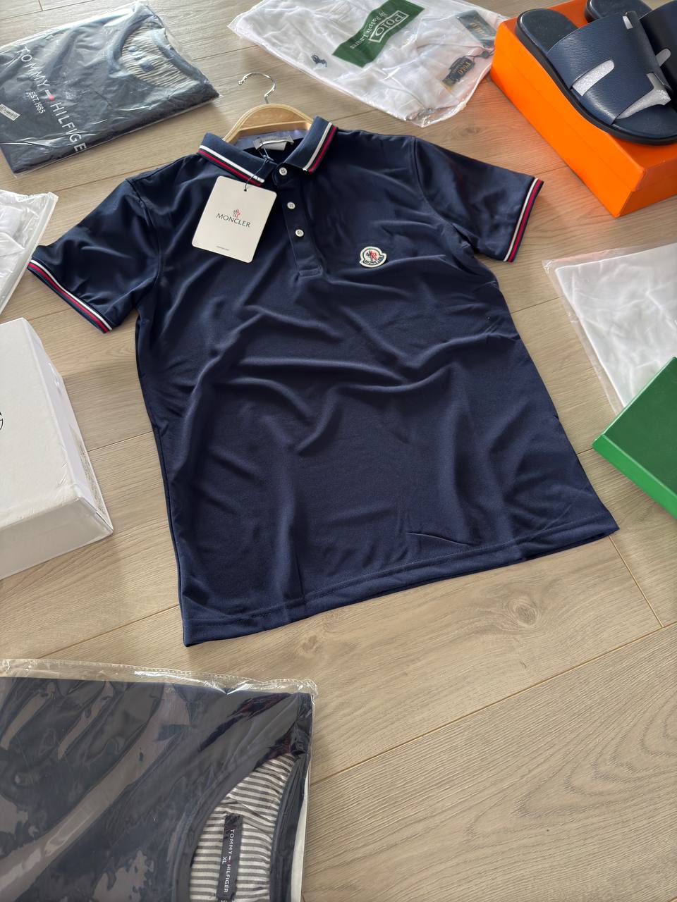 Moncler Classic Polo — White & Navy