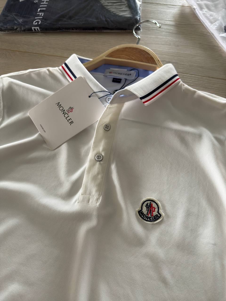 Moncler Classic Polo — White & Navy